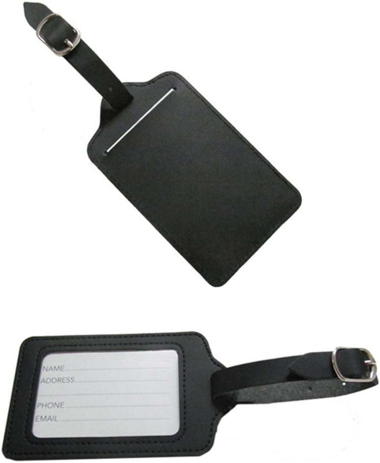 TRIXES Luggage Tag x 2 - Black Faux Leather - Luggage Tag ID Labels - Perfect for Holidays and Travel - Image 5
