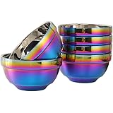 Amazon Com Omgard Mixing Bowl Set Of 2 With Lid Rainbow 18 10 Stainless Steel Salad Bowl For Kitchen Cooking Baking Food Prep Nesting Bowls With Lid For Fridge Storage Metal 2 6 3 2 Liter