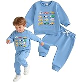 Fufuriprefer Toddler Baby Boy Fall Outfit Vehicle Print Long Sleeve Sweatshirt and Elastic Pants Set 2Pcs Winter Clothes
