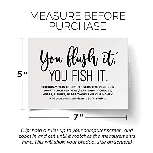5x7" UNFRAMED PRINT Sensitive Septic System Sign Plumbing Warning You Flush It You Fish It Bathroom Decor Toilet Paper Only No Feminine Hygiene Sanitary Products Money Do not Flush Modern Cute