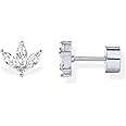 PAVOI 14K Gold Plated Sterling Silver Posts Mini Stud Flat Back Earrings for Women | Helix Cartilage Piercing Jewelry | Dainty Pearl Star Cluster Cubic Zirconia Lotus Climber Screw Backs