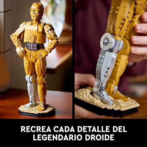 Star Wars 75398 C-3PO Figura de Droide - Kit de Maquetas para Adultos de Colección - Base, Placa Informativa y Minifigura - Regalo para Hombres y Mujeres Fans de la Saga