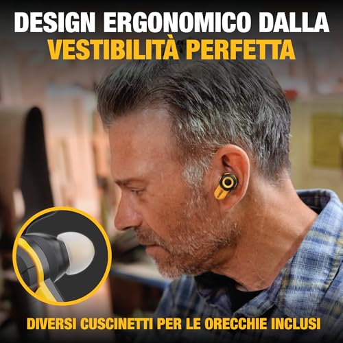 DEWALT - Jobsite Pro X2 ANC Fully Wireless Bluetooth Earbuds, Work Earbuds with Noise Reduction up to 38dB, Rotation Controls, 10 Hours Runtime (More than 40 with the