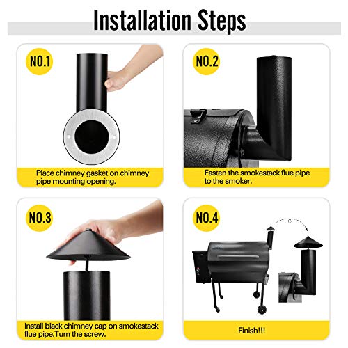 WADEO Pellet Grill Smoke Stack Replacement for Pit Boss, Traeger, Camp