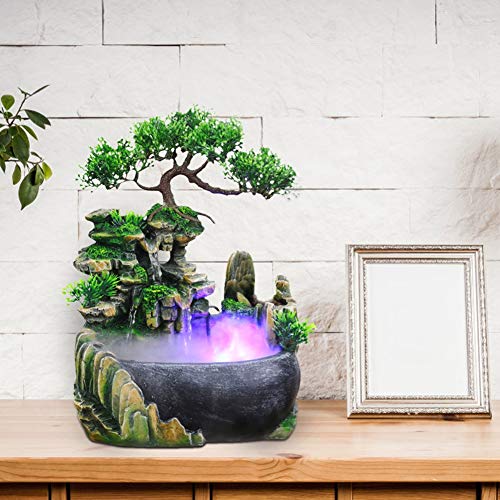 Jimfoty Tabletop Fountain Humidifier, Atomizing Desktop Water Fountain Indoor Waterfall Humidifier for Home Office Desk Decor(US Plug 110V)