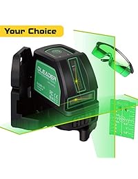 DLEADER   Láser de nivelación automática de 360 grados, cruz de línea de silencio láser, haz verde de 147.6 ft, base magnética para exteriores, bolsa de transporte y gafas de seguridad de protección de ojos incluidas (DLG00 10)