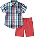 Kids Headquarters boys Boys 2 Pieces Plaid Shirt Shor Set