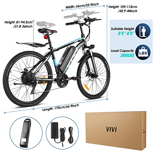 Vivi 26'' Electric City Bike, 350W Beach Cruiser Bicycle for Adult