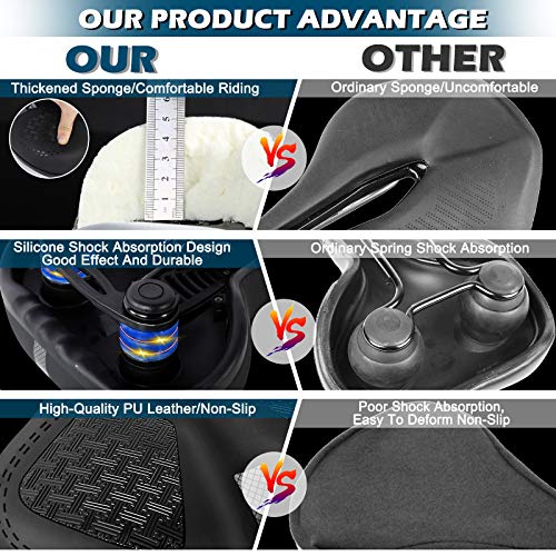 MLIAIMCE Bike Saddle Oversized Bicycle Saddle Bounce Memory Foam Comfortable Waterproof Breathable Hollow Ergonomic Saddle Road Bike MTB Saddle for Men Women Kids 11