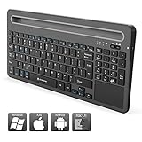 Zoweetek Rechargeable Wireless Bluetooth Keyboard with Touchpad and Numeric Keypad for Windows, Linux, Mac OS, Android, IOS, Tablet and Smart Phone