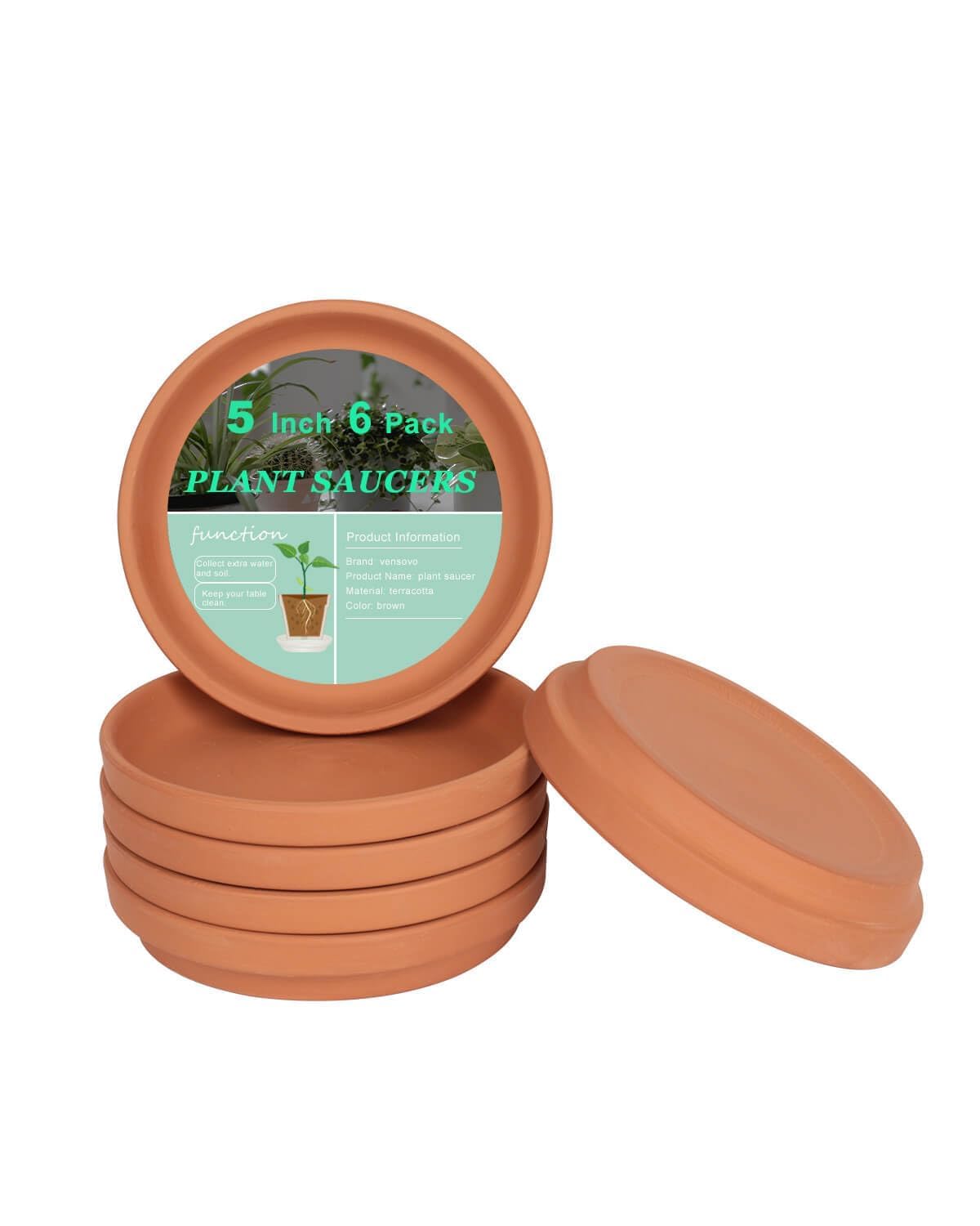 Photo 1 of vensovo 5 Inch Terracotta Plant Saucer Pots Tray - 6 Pcs Round Planter Saucers for Indoor & Outdoor Plants, Small Clay Trays Perfect for 4 Inch 4.5 Inch 5 Inch Flower Pot