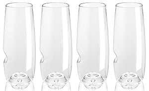 Govino 8 Ounce Dishwasher Safe Series Flute Glasses,Champagne Set of 4