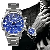 Big Promotion! Auwer Watch, Mens Fashion Crystal Stainless Steel Analog Quartz Wristwatch Simple Clock (Blue)