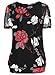 BAISHENGGT Women's Short Sleeve Pleated Front Mesh Blouse Medium Black Floral