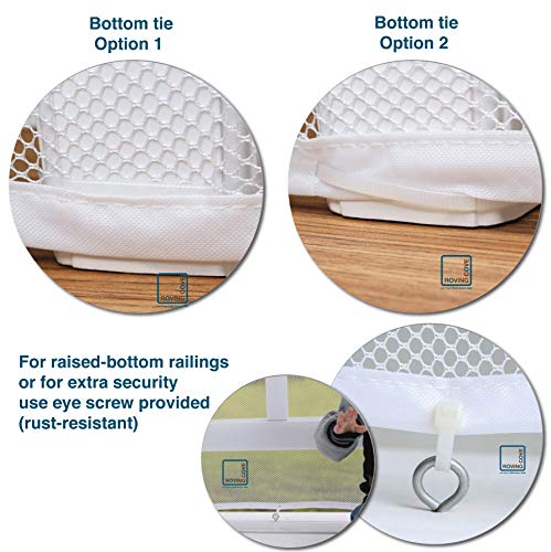 Roving Cove Deck Guard | Outdoor Balcony and Stairway Banister Safety Net | Baby Proofing Stairs Rail Screen Cover | Child Proof Patio Fence | Safe Rail - Outdoor 10ft L x 3ft H - Pearl White