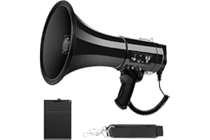 XIAGDIAZ Bluetooth Rechargeable Megaphone - 50W Powerful Bullhorn w/USB Port, Siren Alarm, Super Loud Sound | Handheld Portable for Coaches, Directors, Safety, Cheer, Outdoor Use