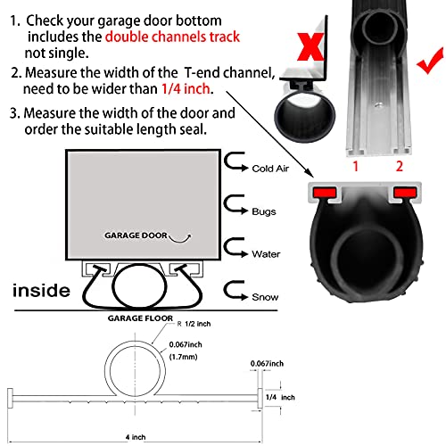 BOWSEN Garage Door Bottom Seals Weatherproof Weatherstrip Threshold