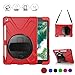 BRAECN iPad 9.7 Inch Case with Pencil Holder, [Rotating Kickstand/Handle Hand Strap] [Carrying Shoulder Strap] Heavy Duty Shockproof Childproof Case for iPad 9.7 Inch A1893 A1954 2018 Model Tablet-Red