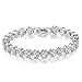 JingChow Women's White Gold-Plated Inlay Swarovski Elements Cubic Zirconia Tennis Bracelet, 7