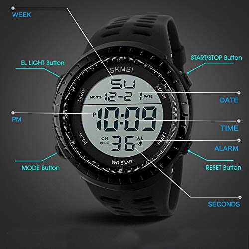 image for LYMFHCH Men's Digital Sports Watch LED Screen Large Face Military Watc