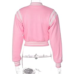 babyhealthy Womens Crop Varsity Jacket Button Down