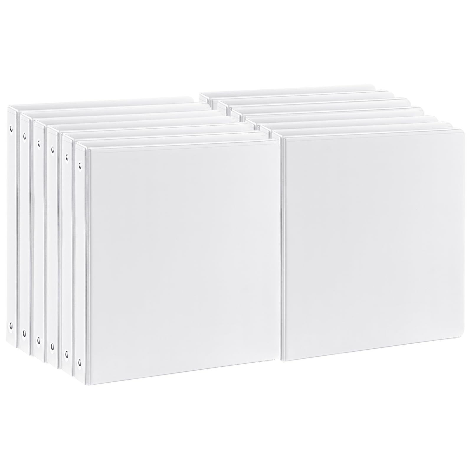 Photo 1 of 1 inch 3-Ring Binder, 1" Round Ring Binders with 2 Inside Pockets, View Basic 1 in Binders, Clear View Cover 1-inch-Binder Holds 8.5'' x 11''Paper for Office/Home/Back to School?Pack of 12, White