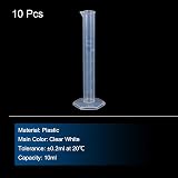 sourcing map 10ml Graduated Cylinder Plastic Test Tube Beaker Hex Base 10Pcs view 3
