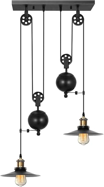 Kingso Pulley Pendant Light 2 Light Kitchen Island Light