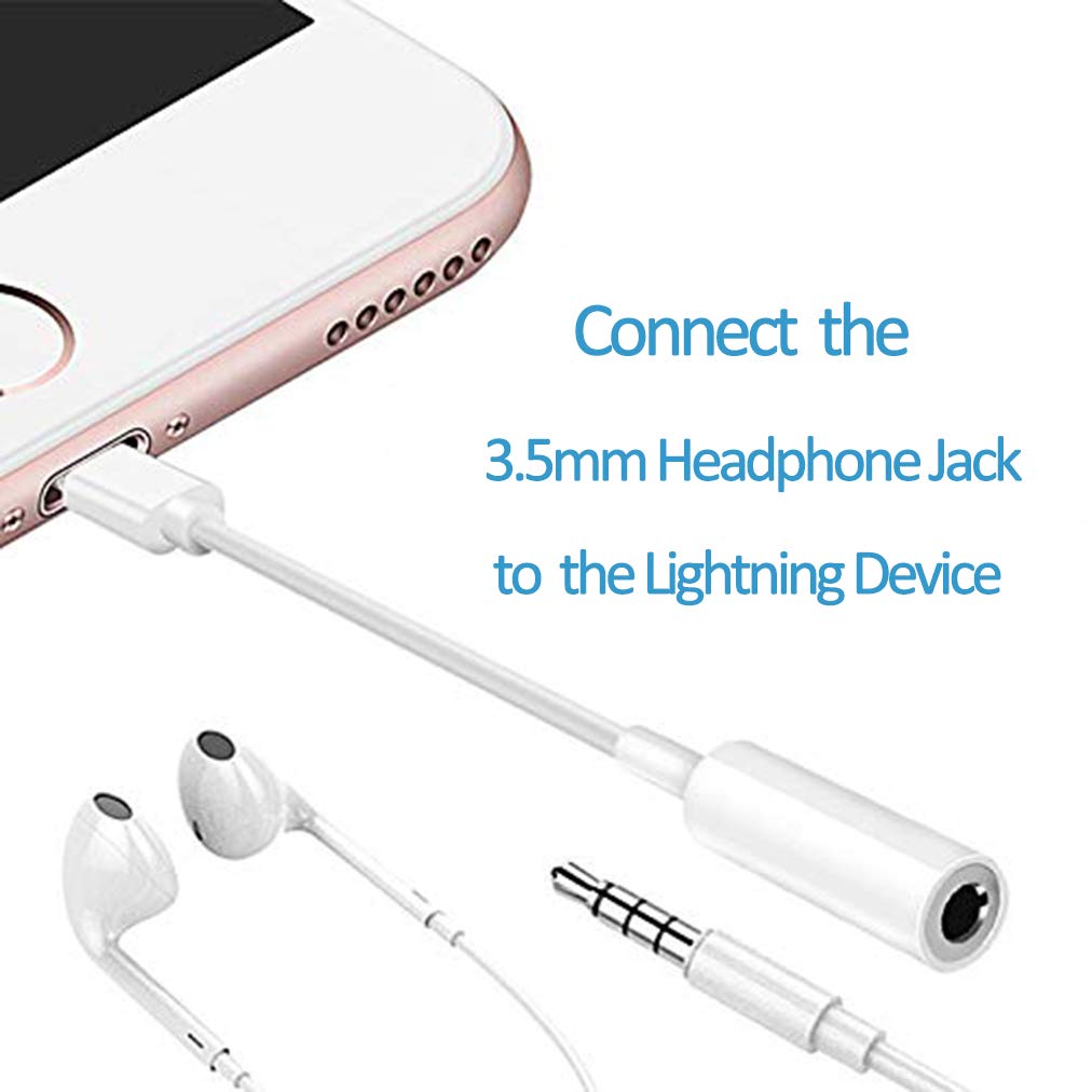 Elettronica 8/8 Plus Cavo per cuffie Splitter Cavo audio Supporto per iOS  12 Adattatore jack per Dongle cuffie per cavo Lighttening per iPhone X  Adattatore per cuffie 3.5mm AUX Earphone per iPhone