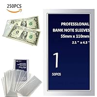 OSOPOLA Paper Money Collection Bag - Currency Banknote Holder - Transparent Money Protective Bag for Bill Note/World Banknotes 5x50Pcs (250PCS (2.1