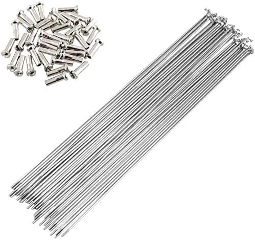 SENQI Bicycle Stainless Steel Spokes 80mm-297mm with Copper Cap 36pcs(285mm/Silver)