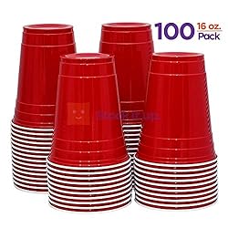 Red Cups - Party Cups - Disposable Plastic Cups [16