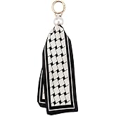 YangQian Pearl Checkerboard Scarves Bag Charms for Handbags Purse Accessories for Women Girls Ribbon Scarf Keychain Charm Decor