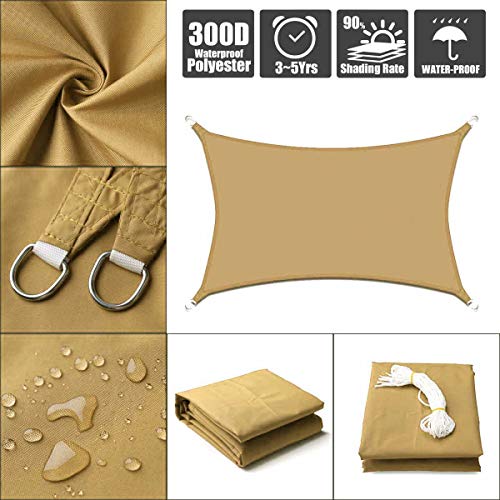 Moboo Sonnensegel Sonnenschutz Sonnendach Balkon Wetterschutz wasserabweisend Winddicht PES 420D 96% UV-Schutz für… – Bild 3