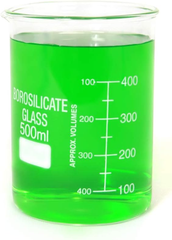 Glass Beaker Set of 5 Borosilicate Thick Low Form - 50ml, 100ml, 250ml, 500ml, 1000ml: Kitchen & Dining
