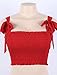 KAMISSY Women's Frill Smocked Crop Tank Top Tie Shoulder Strap Vest