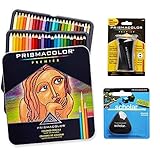 Prismacolor Quality Art Set - Premier Colored Pencils 48 Pack, Premier Pencil Sharpener 1 Pack and Latex-Free Scholar Eraser 1 Pack