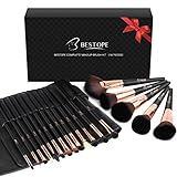BESTOPE 18 PCs Makeup Brushes Premium Kabuki Makeup Brush Set Synthetic Foundation Blending Blush Face Eyeliner Shadow Brow Concealer Cosmetic Brush Set (Gift Box Rose Gold)