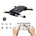 Hobbylane Self-timer Folding Drone with Camera, Altitude Hold Smartphone Mobile WiFi Remote Control FPV Selfies Quadcopter, Pocket Drone with 0.3MP Camera Headless Mode Led Night Lights (Black)