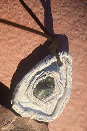Fairy Music Festival Pendant Silver Emerald Pixie Necklace Magical,Burning Man,Tribal Polymer Clay Boho Amulet, Bohemian, Hippie