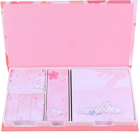 Amazon Ledmomo 付箋セット かわいい 桜 猫 メモ帳 卓上メモ 手帳 付箋紙 贈り物 学用品 オフィス用品 4種類 480枚 付箋 文房具 オフィス用品