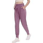 TNNZEET Women's Joggers with Pockets - High Waisted Sweatpants Tapered Leg Drawstring Lightweight Athletic Pants