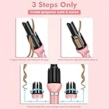 Hair Curling Iron - Professional Automatic Hair Curler Wand Instant Heat Curling Iron Hair Waver Automatic Roller 360 Rotating Roller with 3 Adjustable Temperature for Woman & Lady & Girls (Pink)