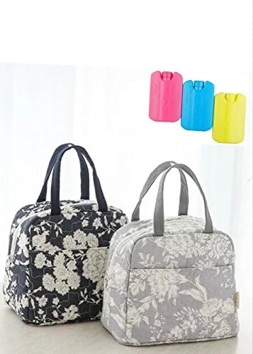 Aluminum foil thick lunch bags for women/man Sewing insulated bags with 2 pc of ice pack (grey)