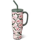 Swig Life 30oz Mega Mug, 30oz Tumbler with Handle and Straw, Large Insulated Tumblers, Cup Holder Friendly Travel Mug, Stainless Steel 30 oz Tumbler, Reusable Insulated Water Bottle (Sweet Pea)