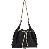 XinYiQu Women’s Classic Quilted Shoulder Bags Chain Strap Handbags Suede Tote Crumpled Purse Slouchy Hobo Bag