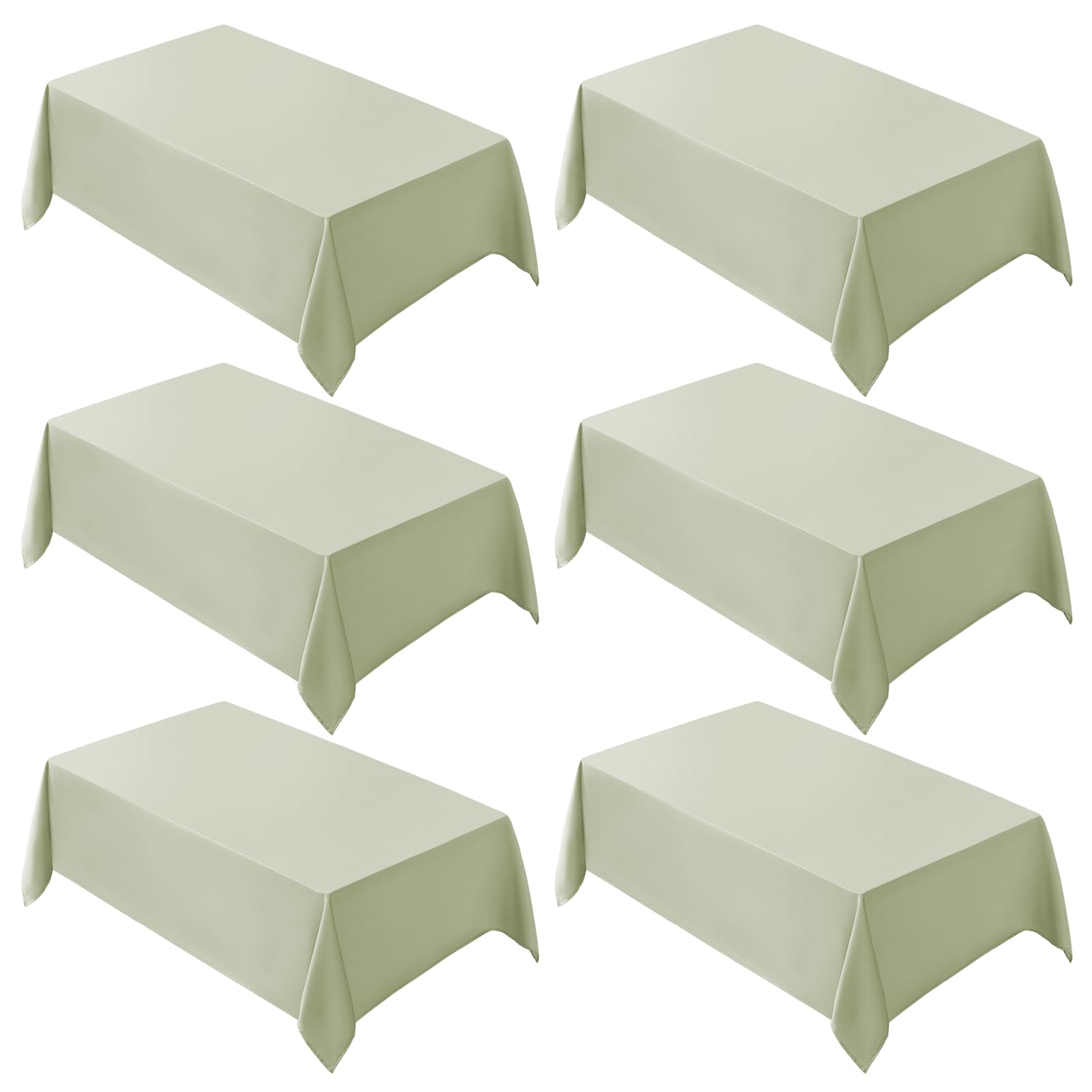 VidaFete Tablecloth 6 Pack 90 * 132inch Rectangle Table Cloth Polyester,Stain Wrinkle Resistant Polyester Dining Table Cover for Kitchen Dinning Party Wedding Rectangular Buffet Decoration(Sagegreen) Image
