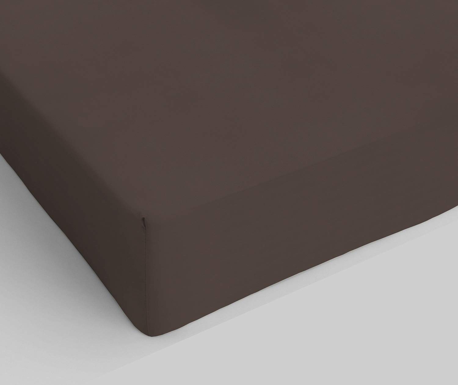 Italian Bed Linen Fitted Sheet "Elegant" with Corner, Microfiber, Maxi double, Brown