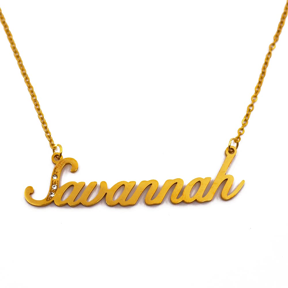 Kigu Name Necklace Savannah - Gold Tone - Custom Name Necklace - Personalised Jewellery for Ladies- Customised Jewellery for Girls- Custom Pendant Savannah