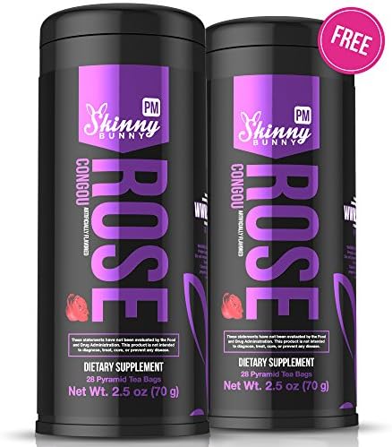 Skinny Bunny Tea Weight Loss &amp; Detox Bundle: Manage Weight, Support Immune System, Healthy Cleanse &amp; Promote Health with Antioxidants (Rose Congou Tea PM - BOGO - 2x 28 Day Supply)